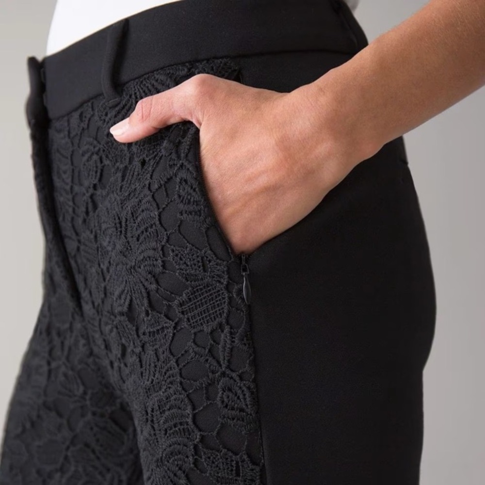 White House Black Market Black Lace Detail Pants